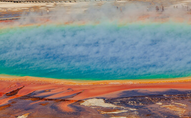 Colorful Grand Prismatic Spring in Yellowstone National Park Wyoming