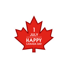 Happy Canada Day Maple leaf isolated on white