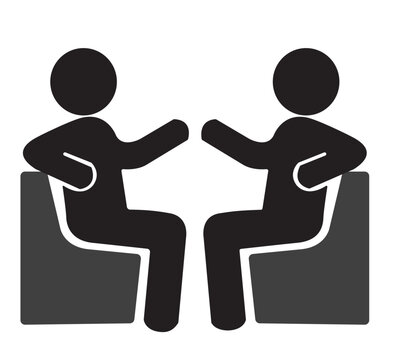 The sitting men are talking vector icon isolated