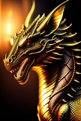 Fototapeta premium Brass Dragon Illustration - Generative A.I. Art