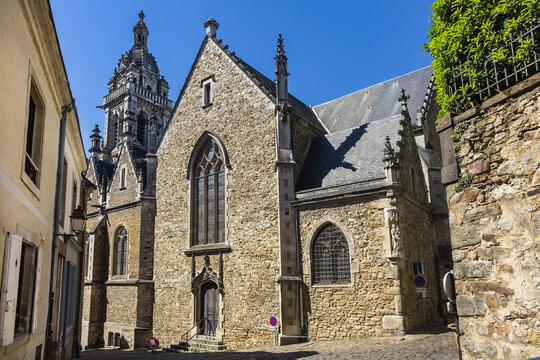 View of Saint Benoit Church (Eglise Saint-Benoit du Mans). Saint Benoit Church built for the first time in the XII century, rebuilt in XVI century. Le Mans, Pays-de-la-Loire, France.