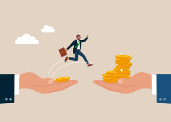 Change job. Jump into a high paying job. Modern vector illustration in flat style. 