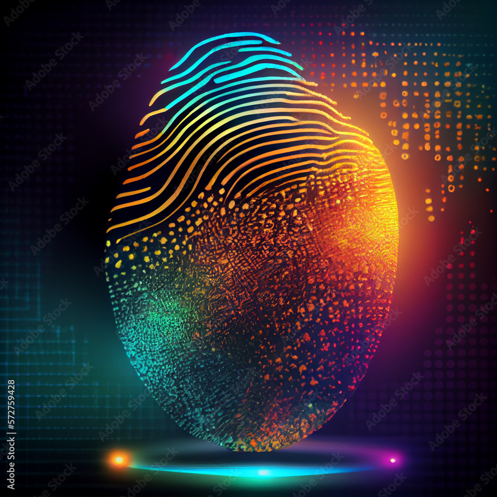 Poster beautiful abstract fingerprint on a bright bokeh background.
