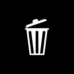 Trash can icon  illustration, on black background. 