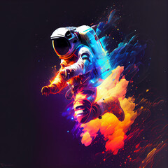 Obraz na płótnie Canvas beautiful abstract Astronaut flying fast with colorful light