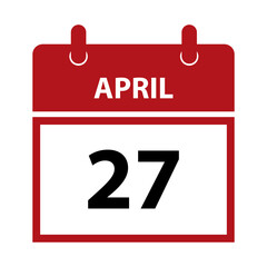 April 27. Vector flat daily calendar icon. Date and time, day, month for birthday, anniversary, appointment, remainder or event. Holiday. World Veterinary Day
