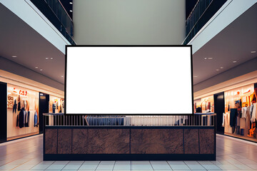 ilustration, An empty billboard in the hall of the shopping center, Generative AI - obrazy, fototapety, plakaty