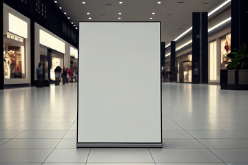 Naklejka premium ilustration, An empty billboard in the hall of the shopping center, Generative AI