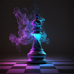 smoke coming from a king chess piece generated with an IA technology 