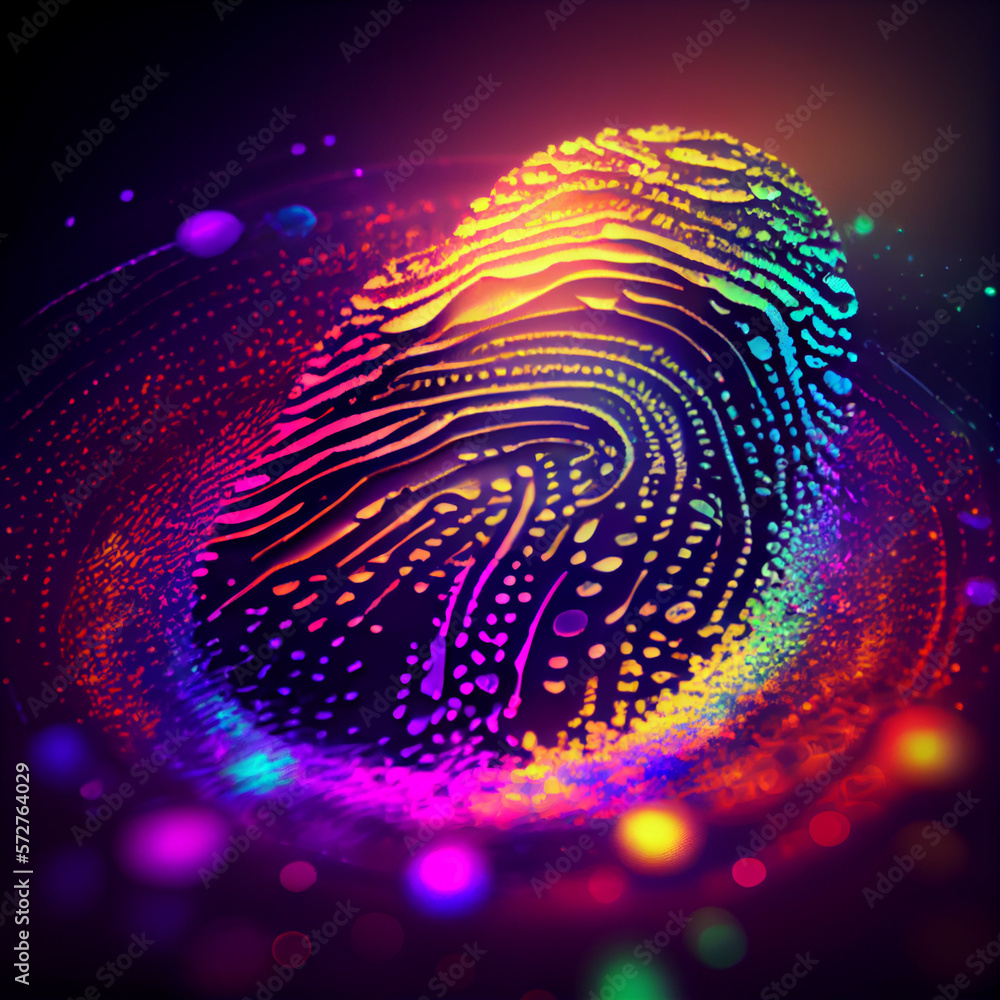 Poster beautiful abstract fingerprint on a bright bokeh background