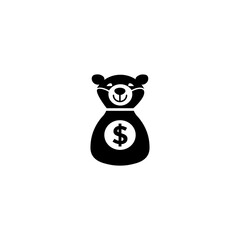 bear dollar bill cash,logo designs,vector,icon,illustration,line art,silhouette,monogram,for finance business
