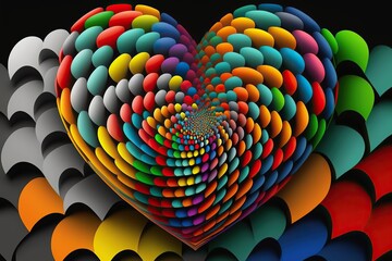 colored volumetric heart. Art illustration. Generative AI