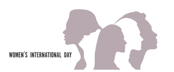 Women's Day greeting backgrounds for poster, label, banner. Woman's silhouette. 