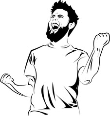 illustration of a man in a shirt, healthy lifestyle, motivation for success, sports, guy silhouette, victory, joy