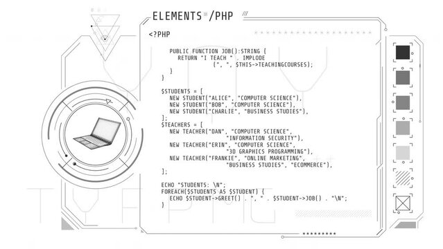 Animation of the abstract coding process in HUD style.