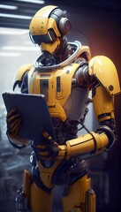 Futuristic Modern Robot Engineer, Generative AI