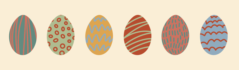 easter eggs illustration, vector banner, clip art collection 