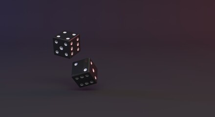 dice being thrown randomly on a plain background (3d illustration)