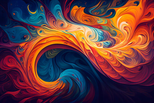 Stunning Abstract Image Of Swirling Colors And Shapes, Capturing The Essence Of Self-discovery And Introspection.  Generative AI