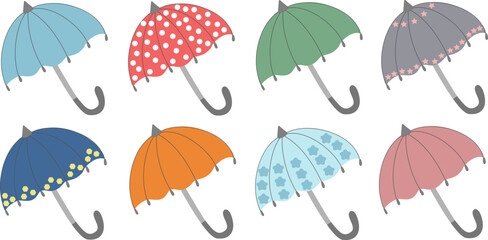 set of retro colorful umbrellas