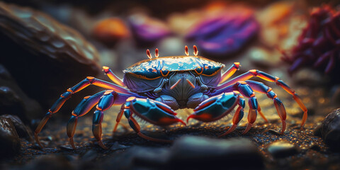 close up of a crab blue, GENERATIVE IA - obrazy, fototapety, plakaty