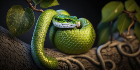 Fototapeta premium close-up of a snake in nature, GENERATIVE IA