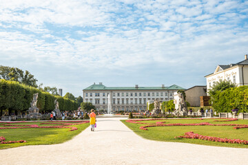 Fototapeta premium Mirabell Palace and Gardens in Salzburg, Austria, An Oasis of Natural Beauty and Architectural Splendo