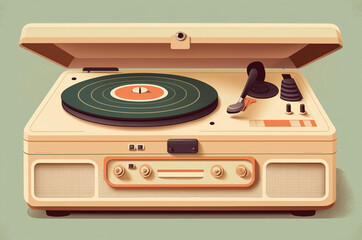 Fototapeta premium A minimalist illustration of a vintage record player