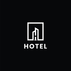 initial letter H hotel logo design template vector stock
