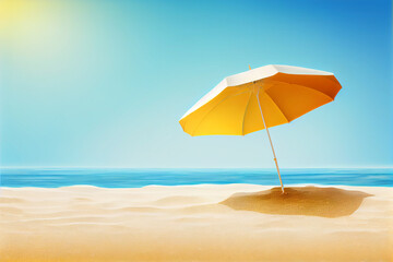 Fototapeta na wymiar Perfekter Schattenspender: Der bunte Sonnenschirm für entspannte Stunden am Strand - Generative Ai