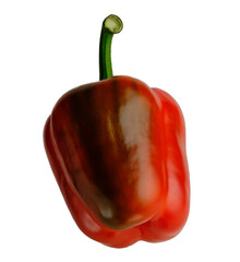 red pepper with a greenish spot on the white background