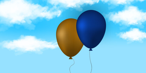 Fototapeta premium Celebration party banner with Blue color balloons background. Sale Vector illustration.