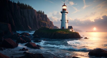 Fototapeta premium Architectural Marvels: Coastal Lighthouses [AI Generated]