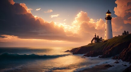 Fototapeta premium Architectural Marvels: Coastal Lighthouses [AI Generated]