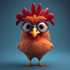 Cartoon Rooster animation. Generative AI