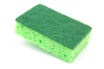 Kitchen sponge isolated on a white background. Washing sponge close-up view photo. Washcloths.	