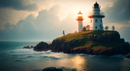 Fototapeta premium Architectural Marvels: Coastal Lighthouses [AI Generated]