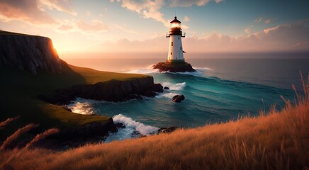 Fototapeta premium Architectural Marvels: Coastal Lighthouses [AI Generated]