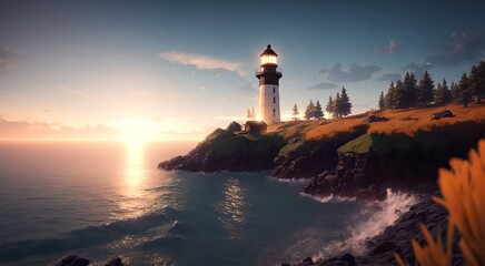 Fototapeta premium Architectural Marvels: Coastal Lighthouses [AI Generated]