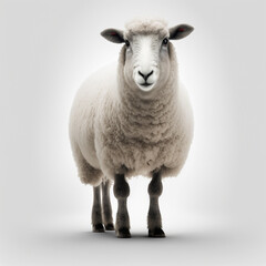 Schaf auf weißem Hintergrund isoliert (erstellt durch KI-Tool)
