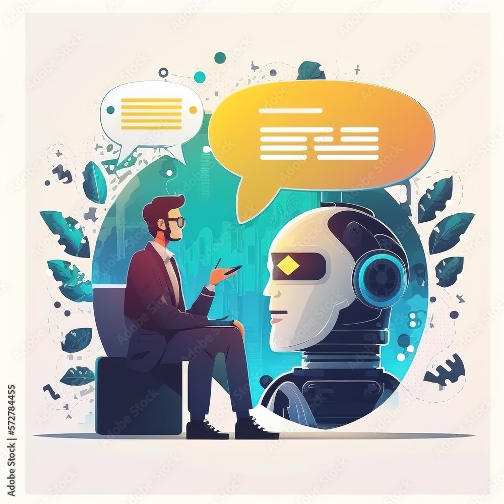 Poster ai chat bot chat with businessman provide smart solution to solving business task. artificial intell