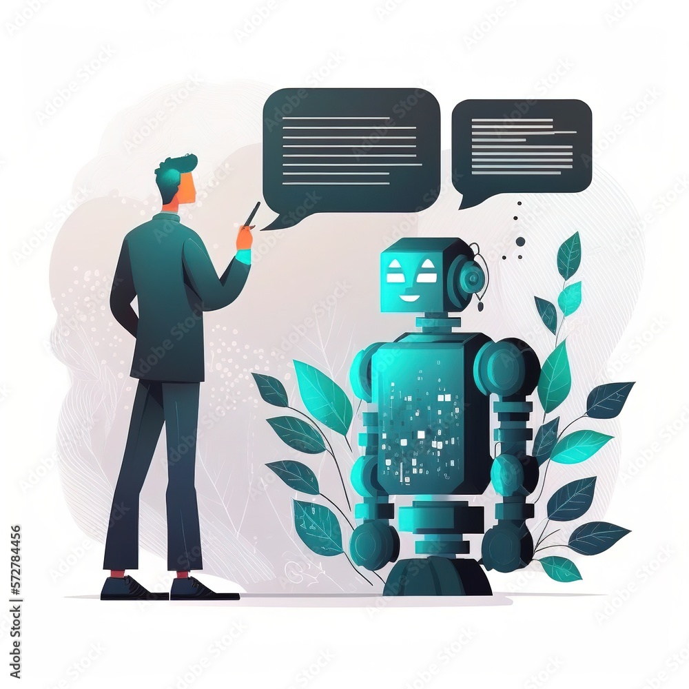 Poster ai chat bot chat with businessman provide smart solution to solving business task. artificial intell