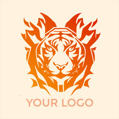 Fire Tiger Head Vector Logo