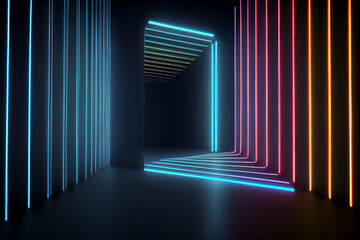 Abstract background with neon lines. Generative AI