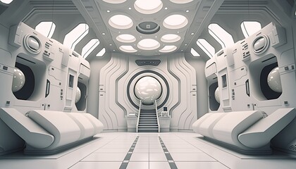 White interior of a spaceship generative ai
