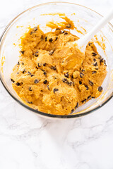 Chocolate pumpkin bundt cake with toffee glaze