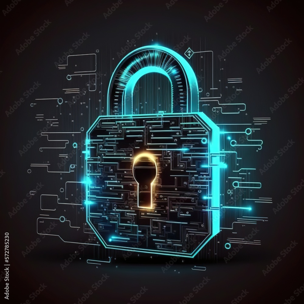 Poster cybersecurity and data protection. and financial data with virtual network connection. innovation te