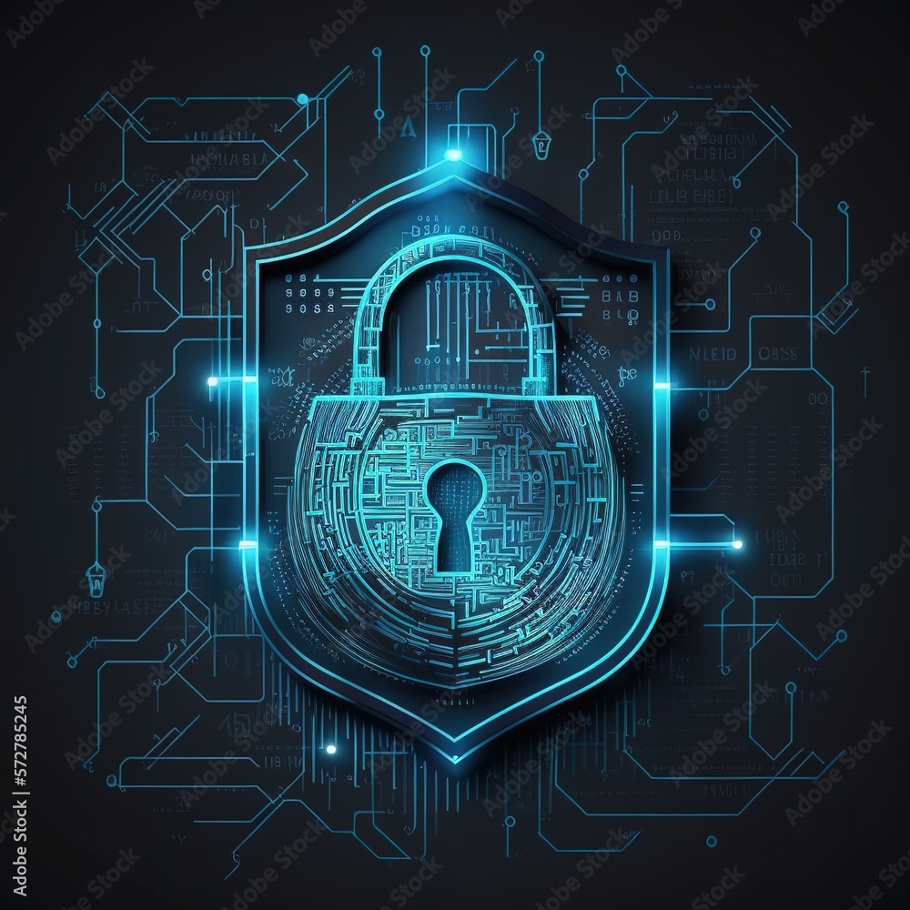 Poster cybersecurity and data protection. and financial data with virtual network connection. innovation te