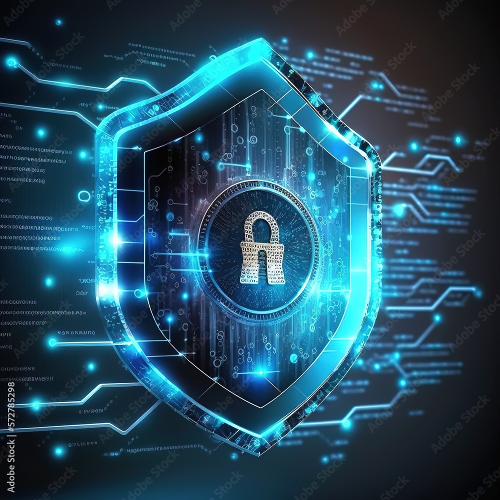 Poster cybersecurity and data protection. and financial data with virtual network connection. innovation te