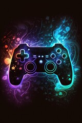 abstract neon light game controller artwork design digital art wallpaper glowing space background  - generative a
